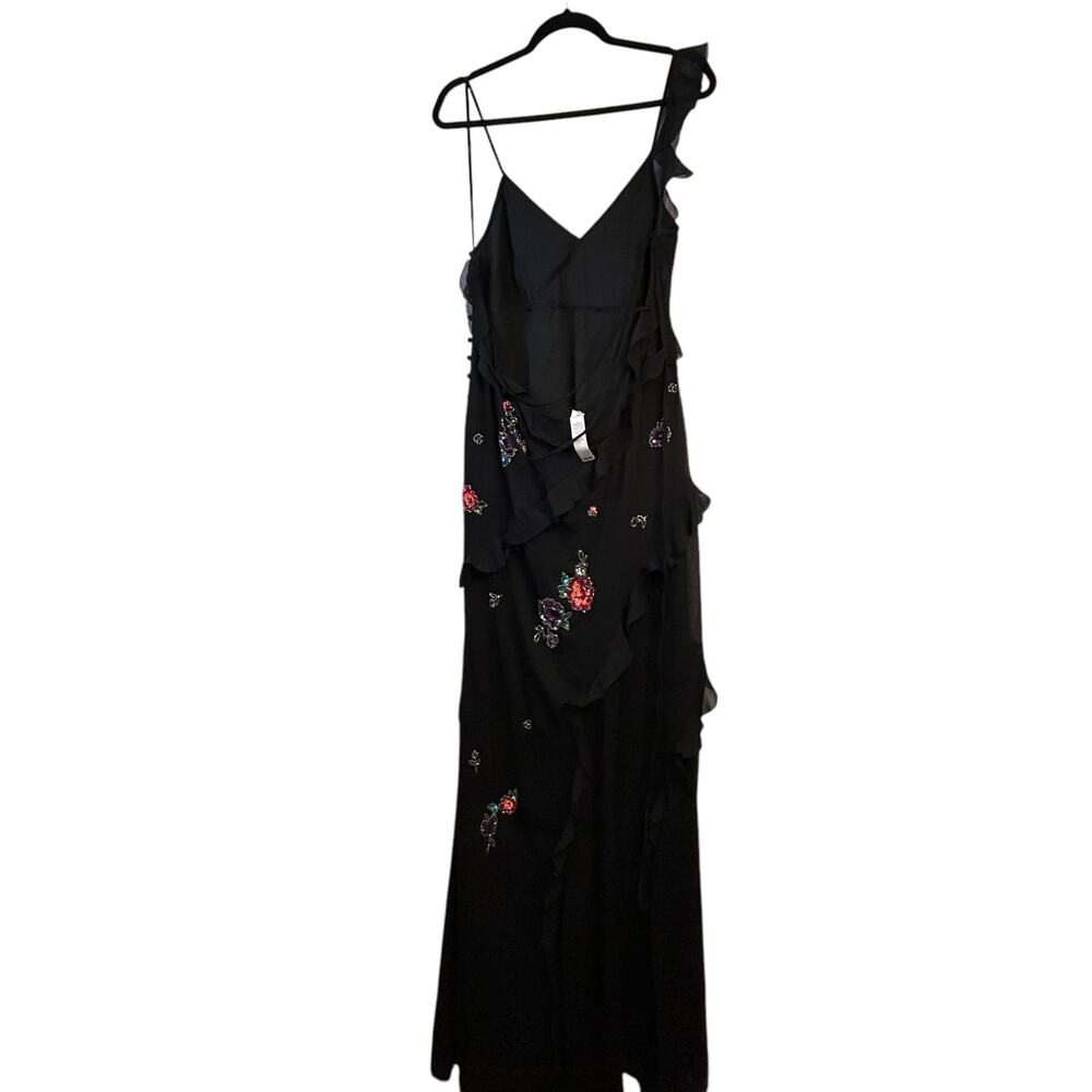 NWT - ASOS Design Black Floral Sequined Gown - Size 12 - Picture 4 of 16